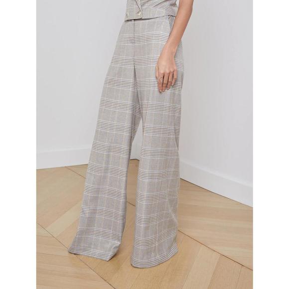 NEW L'AGENCE pilar wide leg pant in ivory/neutral multi - Picture 2 of 4